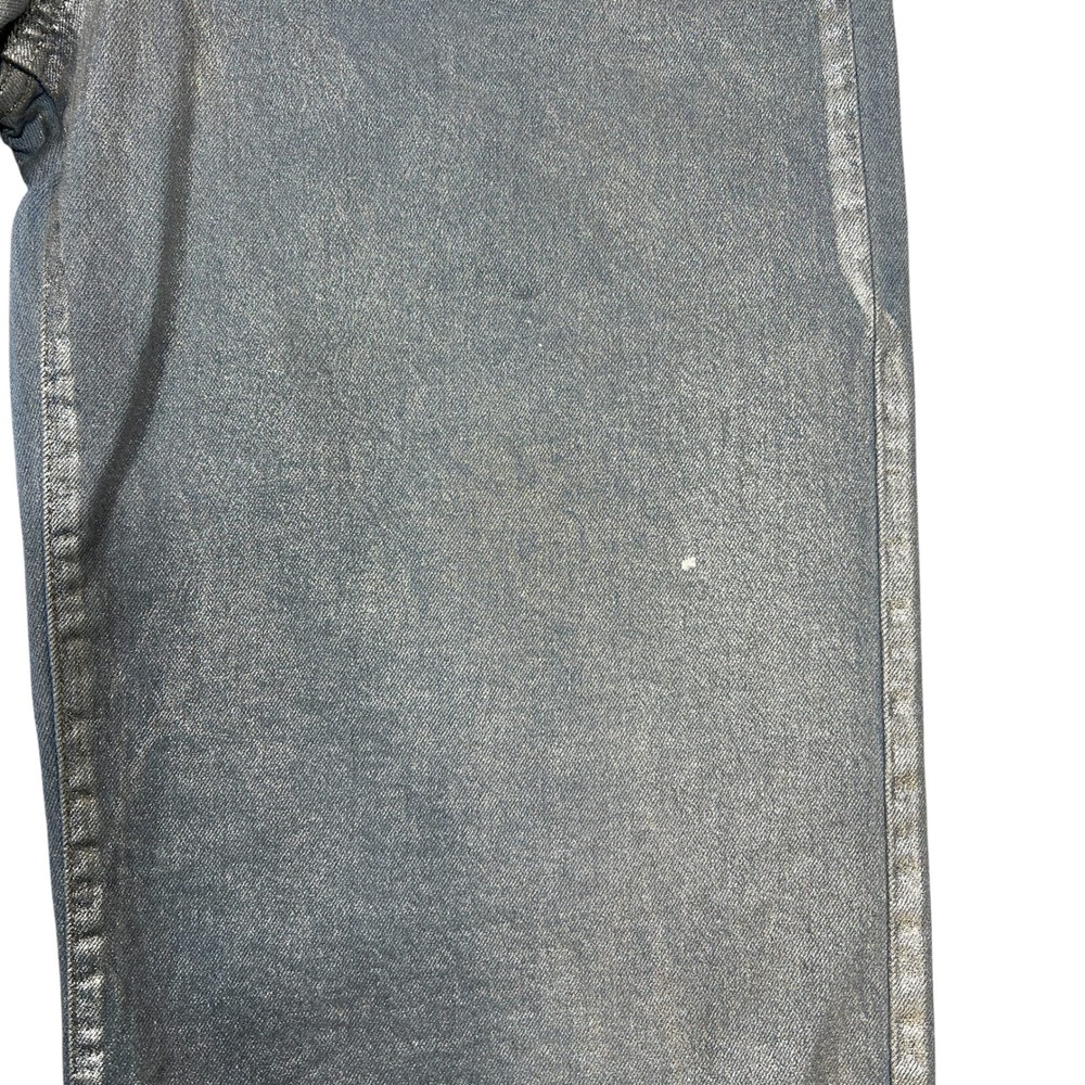 Coated Metallic Wide-Leg Baggy Jeans Sz 6R Raw Hem Cutoffs Gaucho Culottes Boho - Picture 9 of 10